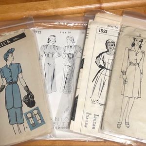 Four Vintage Sewing Dress Patterns - Used